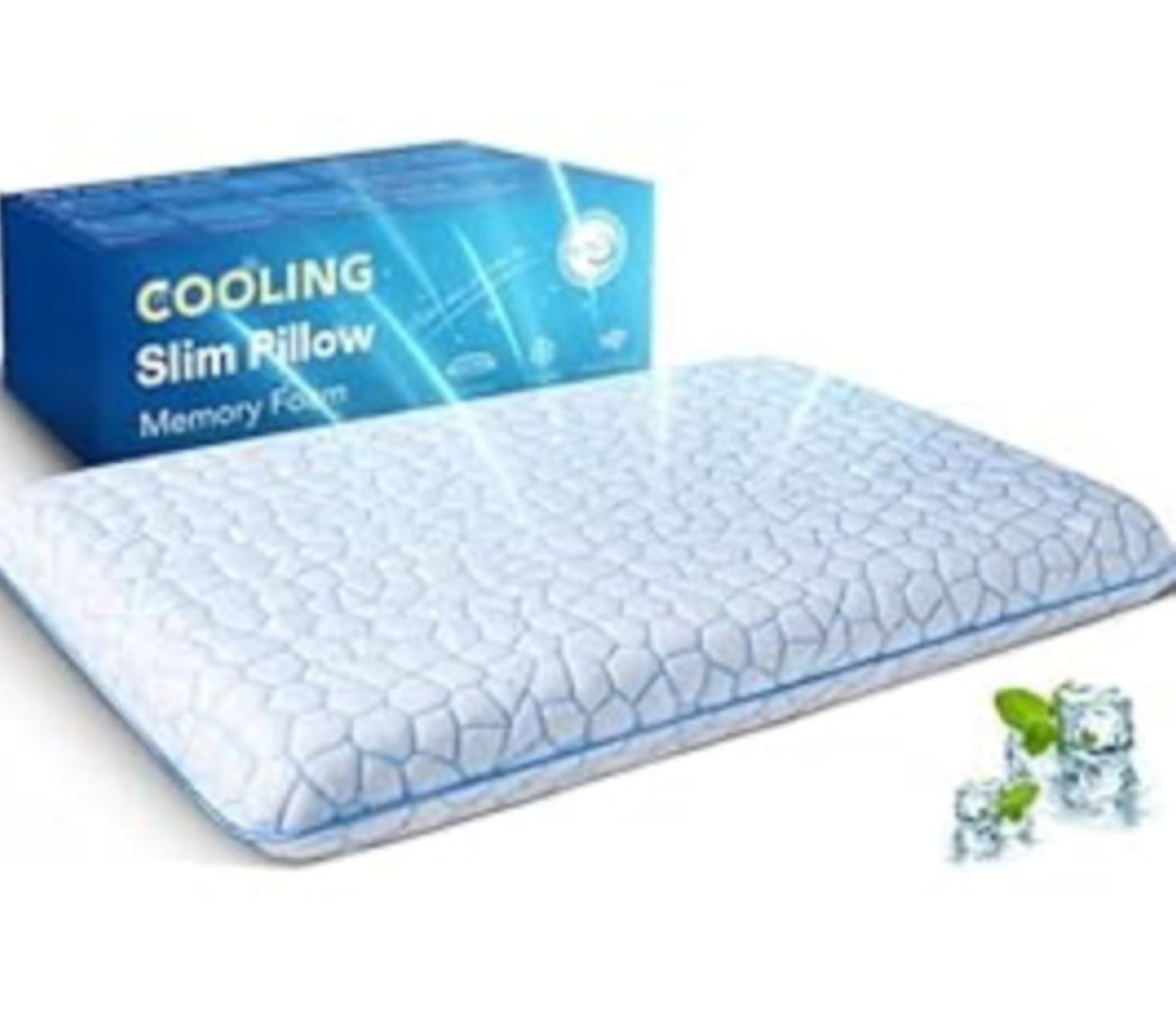 Ultra Thin Flat Pillows for Sleeping,Cooling Slim Memory Foam Pillow 2.75 in Height Ultra Thin Pillow,Low Profile Sleeper Pillows for Stomach Sleeper for Neck and Back Support Stomach Sleeping Pillow customer photo 1