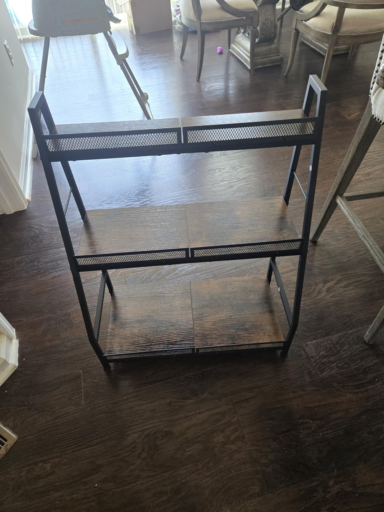 Versatile Liquor Stand for Home Bar, Wine Rack Freestanding Floor, Mini Bar Table for Liquor Whiskey Wine, 3-Tier Trapezoidal Liquor Bottle Display Shelf with Glass Holder and Fences(Patent Pending) customer photo 2