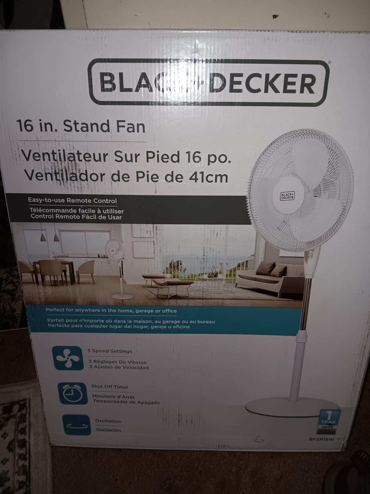 BLACK+DECKER 20” Box Fan with 3 Speed Settings, BFB20SW, White customer photo 2