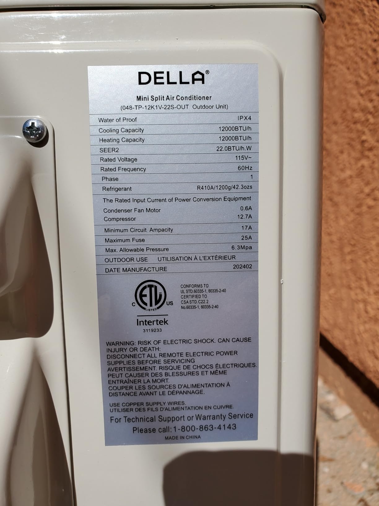 DELLA Hyper Heat Lower as -13°F, 9,000 BTU Mini Split, 24 SEER2 Energy Star 230V,Work with Alexa and WiFi, Cools Up to 400 Sq. Ft,Inverter AC with 0.75 Ton Pre-Charged Heat Pump & 16.4ft Kits customer photo 1