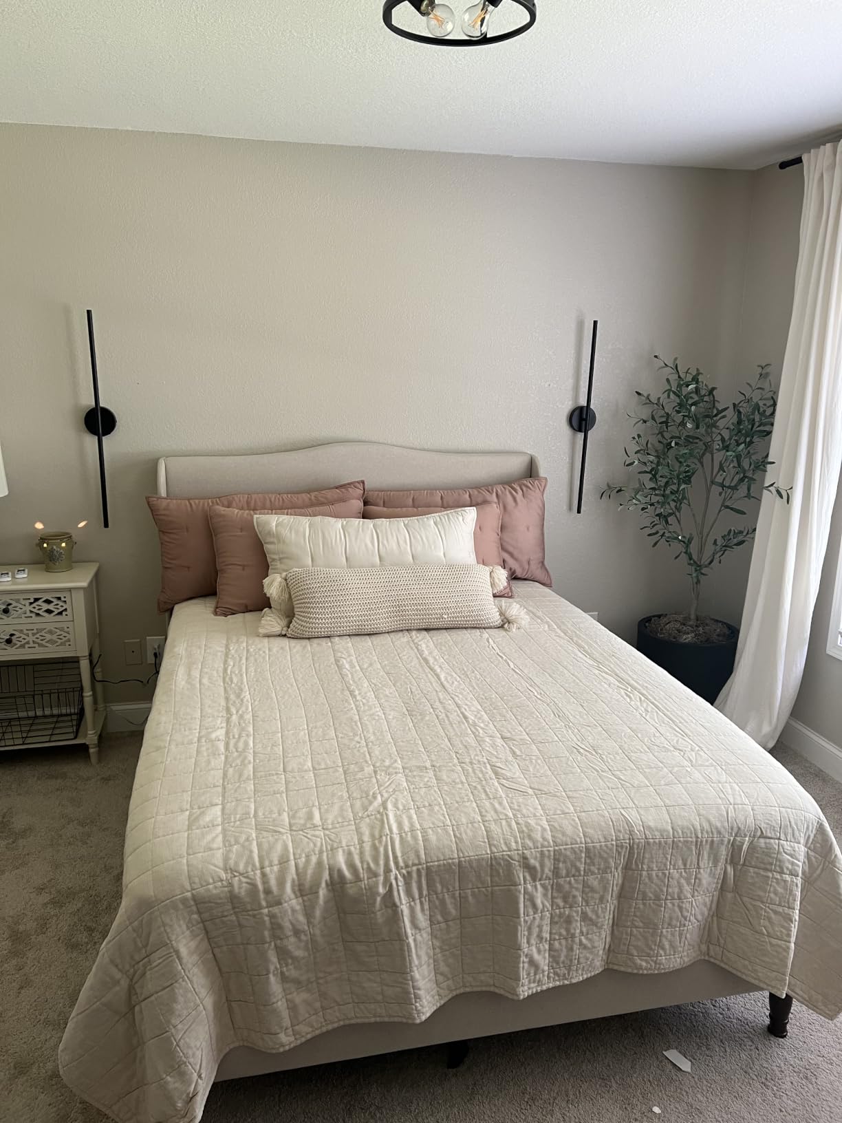 koorlian King Size Bed Frame Upholstered Platform Bed with 51
