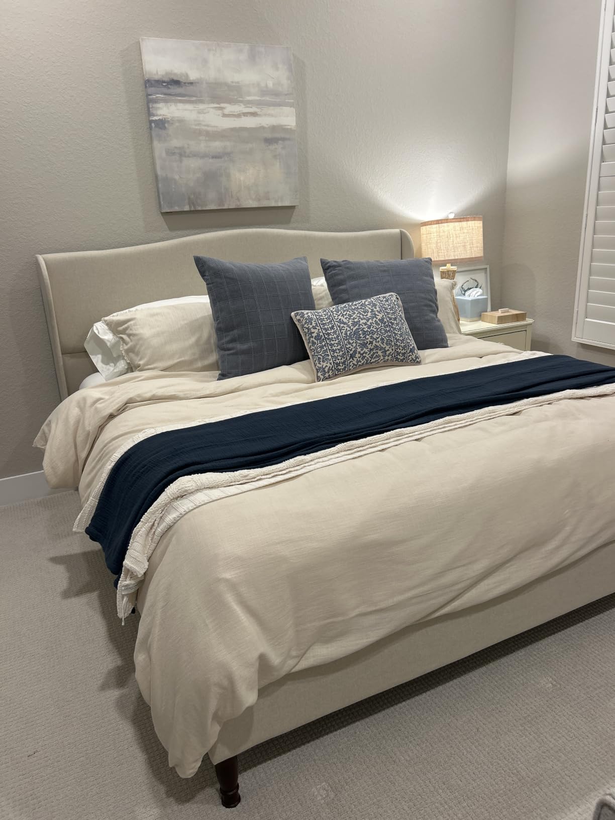koorlian King Size Bed Frame Upholstered Platform Bed with 51