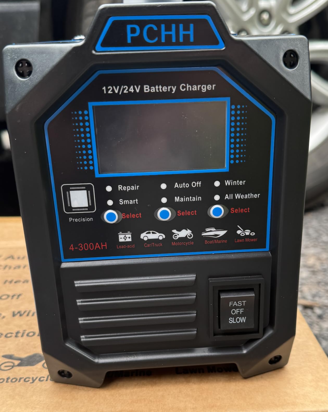PCHH 12V 24V Car Battery Charger Heavy Duty, 0-15A Automatic Battery Maintainer, Smart Trickle Charger with Auto Shutoffs, Repair, Winter Mode, for Automotive Car Truck Motorcycle Lawn Mower Boat AGM customer photo 2