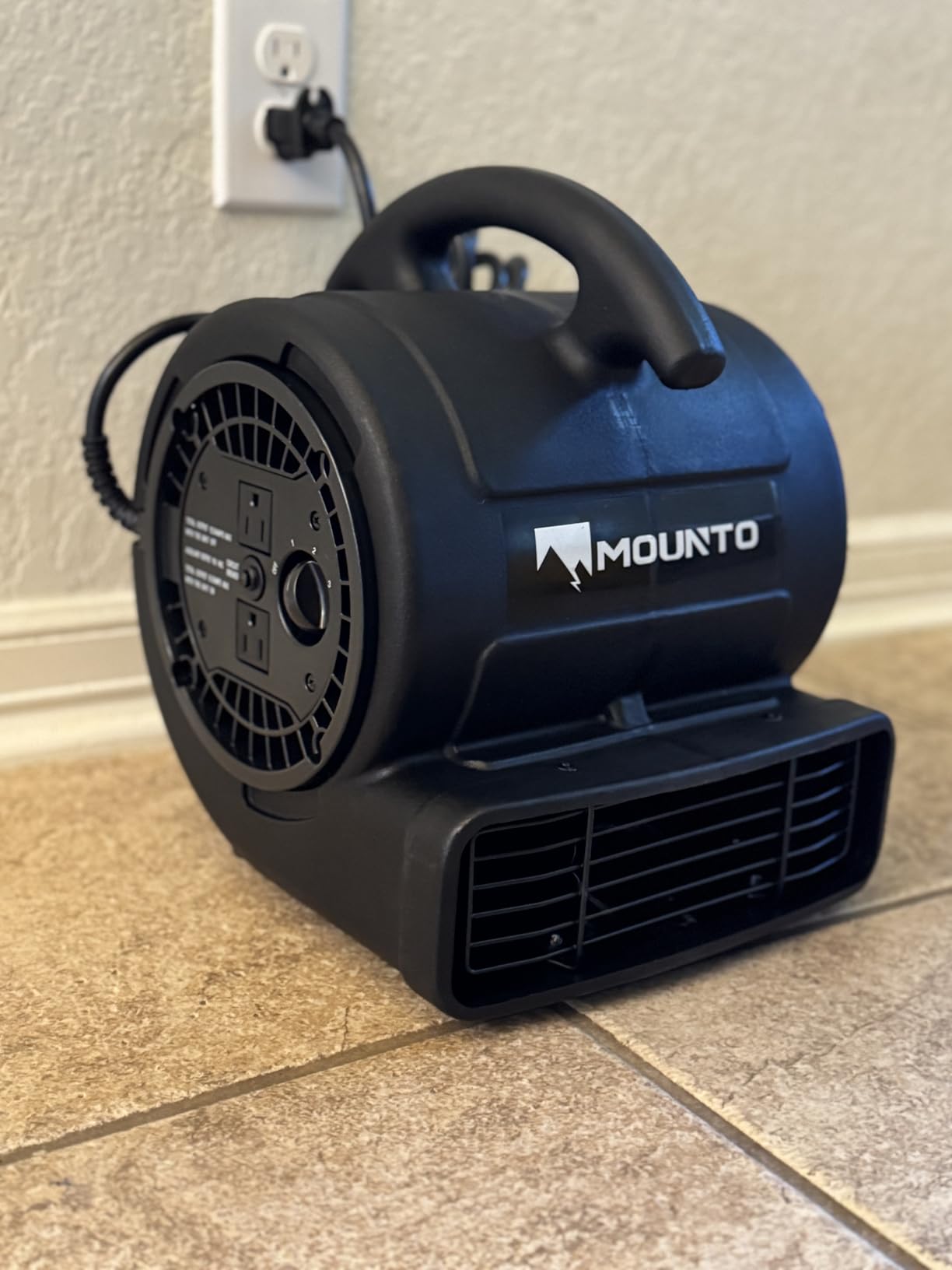 MOUNTO 1/5hp Air Mover 800cfm Blower Fan Carpet Floor Drying Fan - 3-Speed Compact Air Mover w/Dual Outlet, 10ft Power Cord for Drying, Cooling, Air Circulation (Blue) customer photo 1