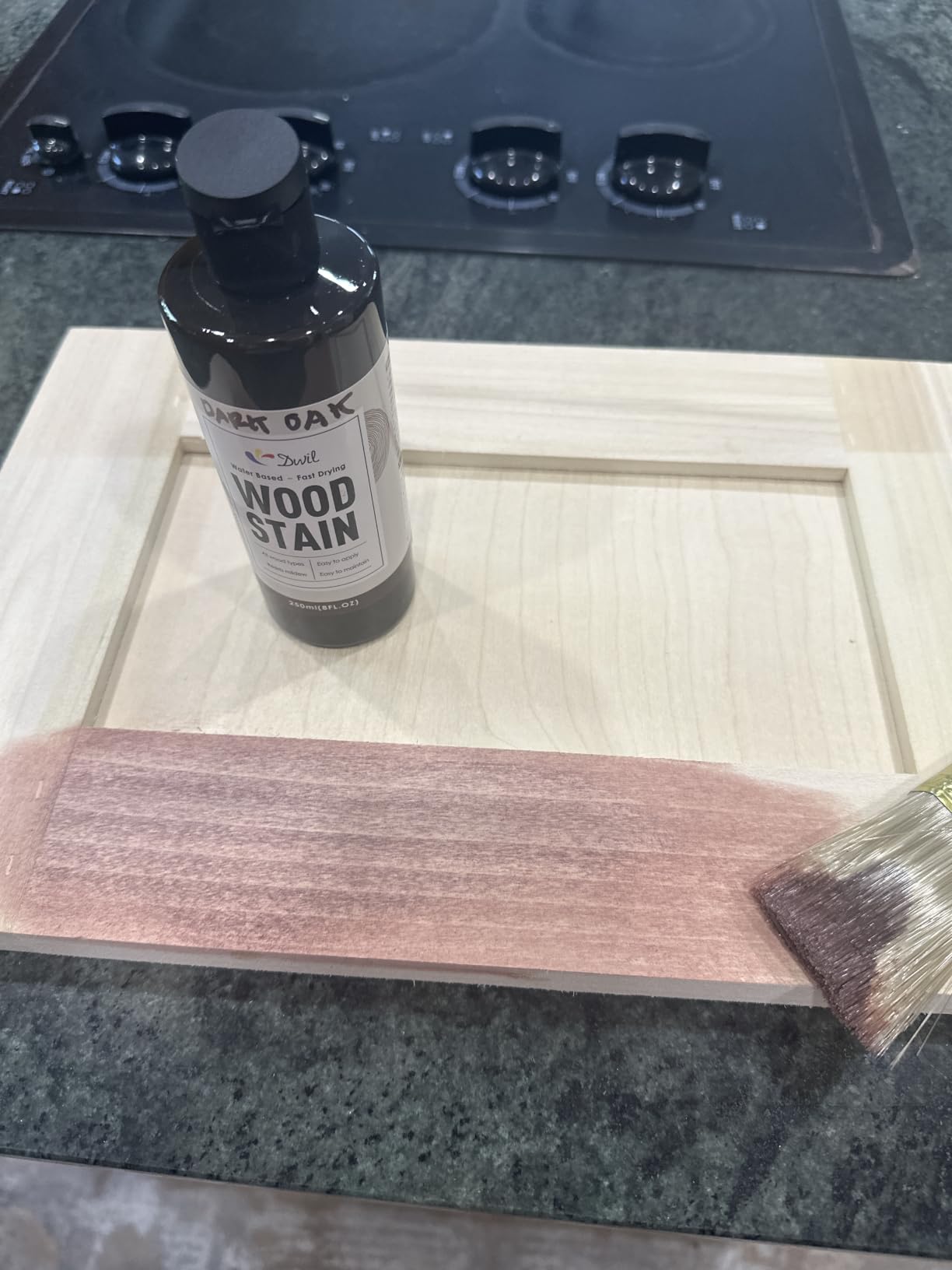 DWIL Water Based Wood Stain - Multiple Finishes, Fast Drying, Indoor and Outdoor Furniture, Wood Paneling, Cabinets and More, Low Odor & Non-Toxic (8.5oz Teak) customer photo 2