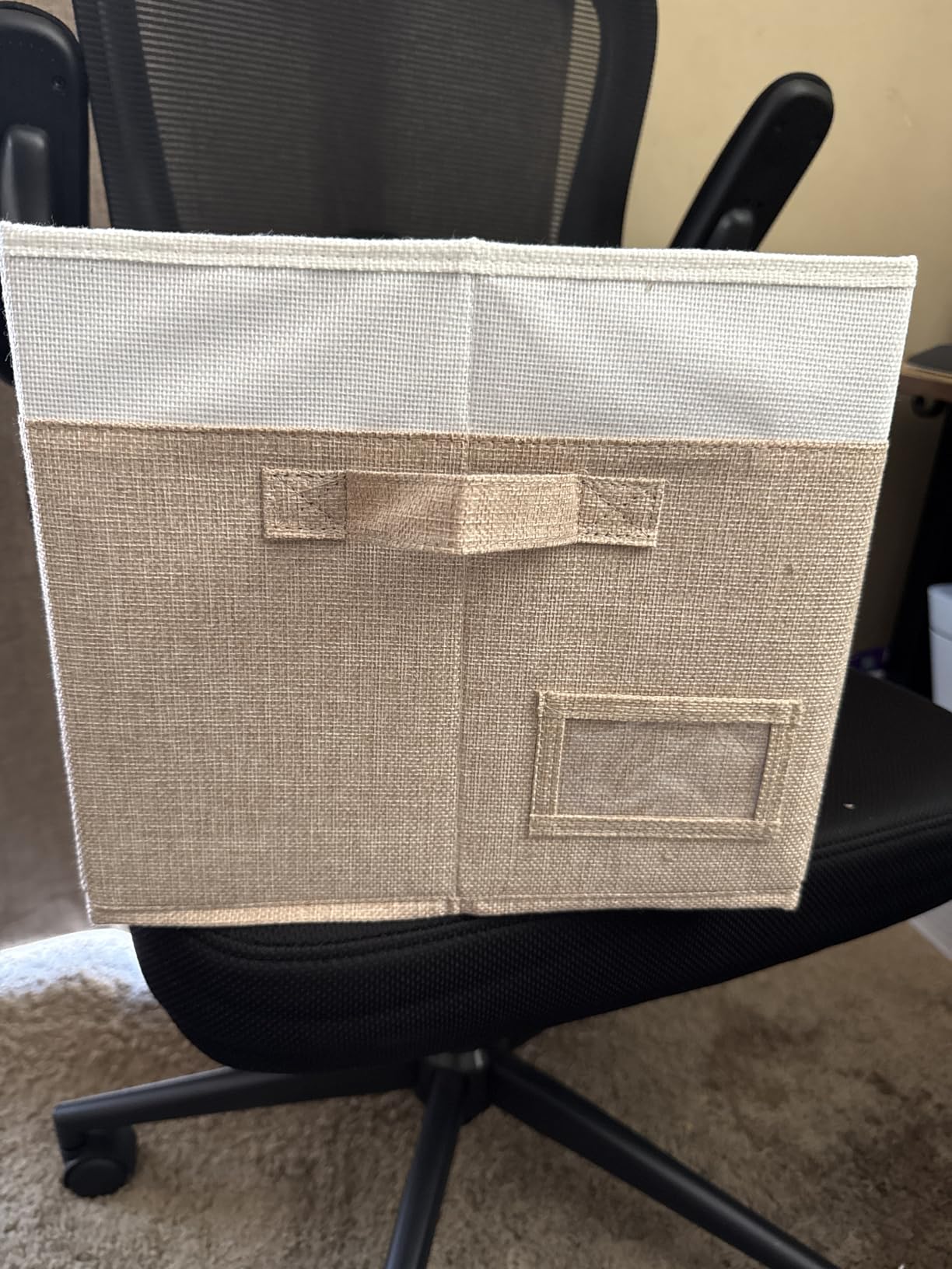 GRANNY SAYS Closet Shelf Baskets with Label, Khaki&Ivory, Large, 3-Pack customer photo 2