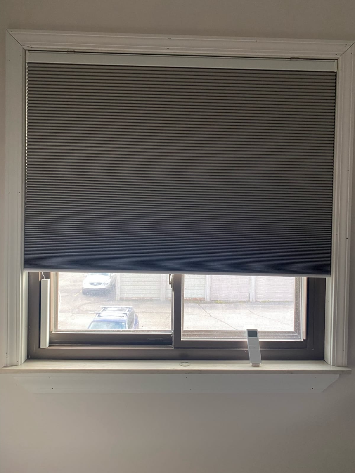 Graywind Motorized Blackout Cellular Shades, Custom Size,Melange Coffee customer photo 1