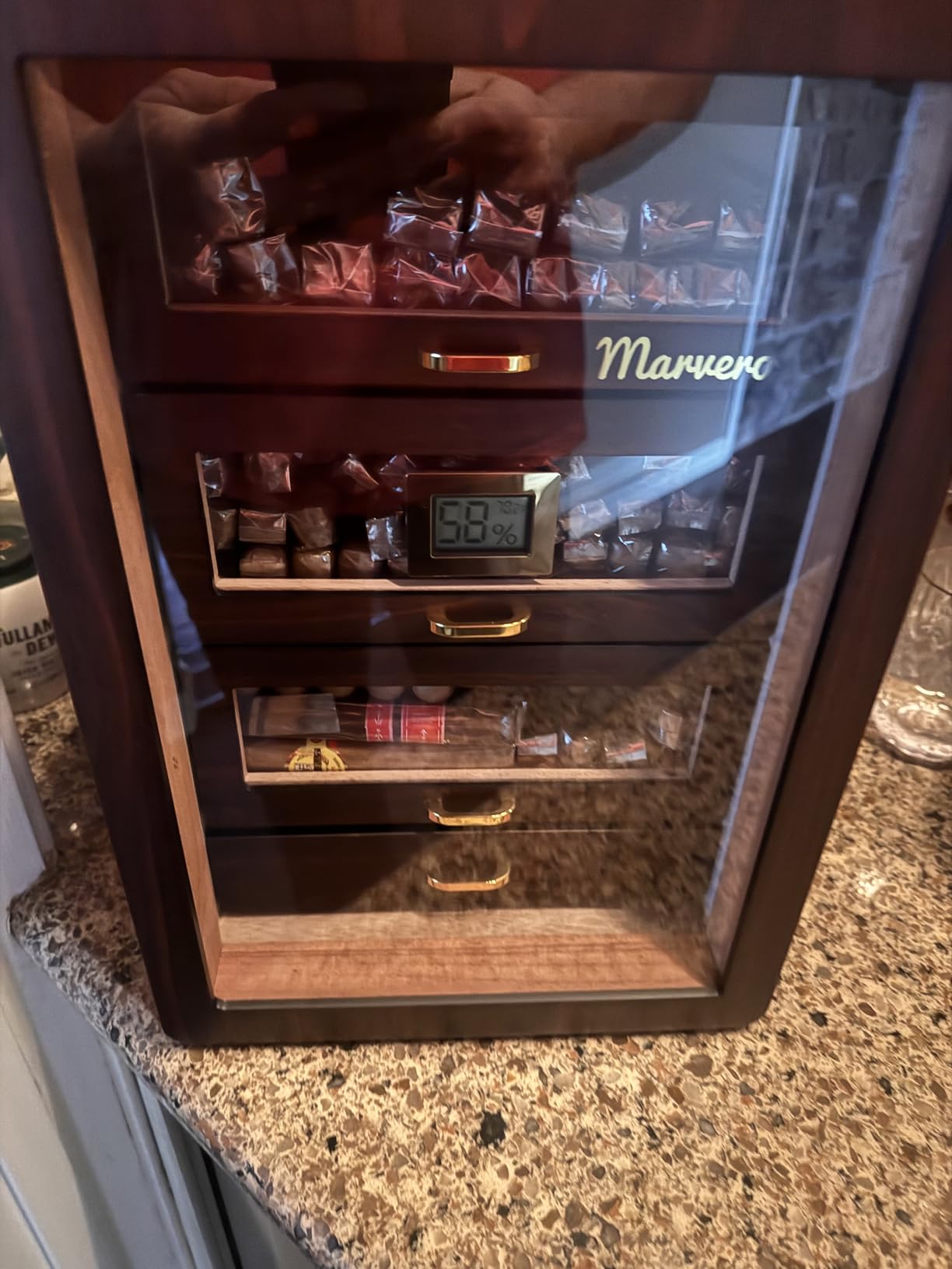 200-Count Ebony Cigar Humidor Cabinet with Digital Hygrometer, LED customer photo 1