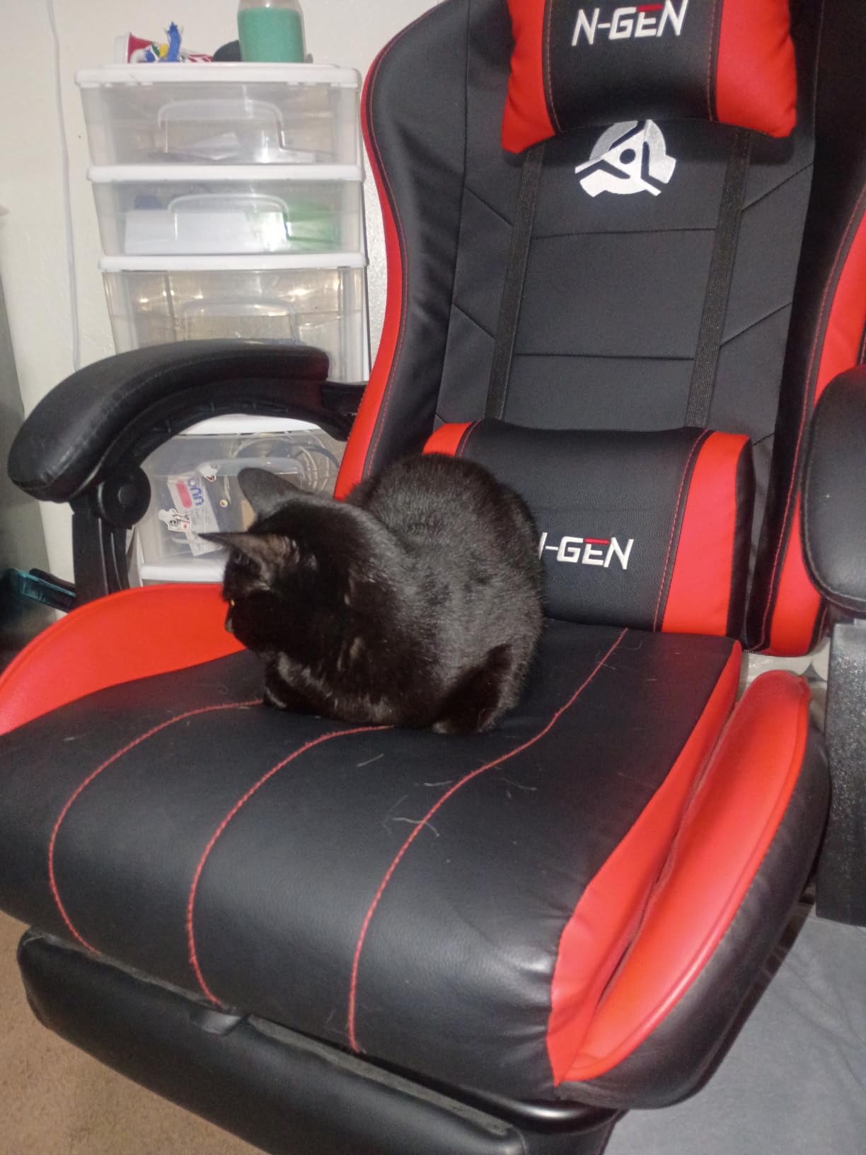 N-GEN GAMING Gaming Chair with Footrest, Lumbar Support, High-Back, Blue customer photo 2