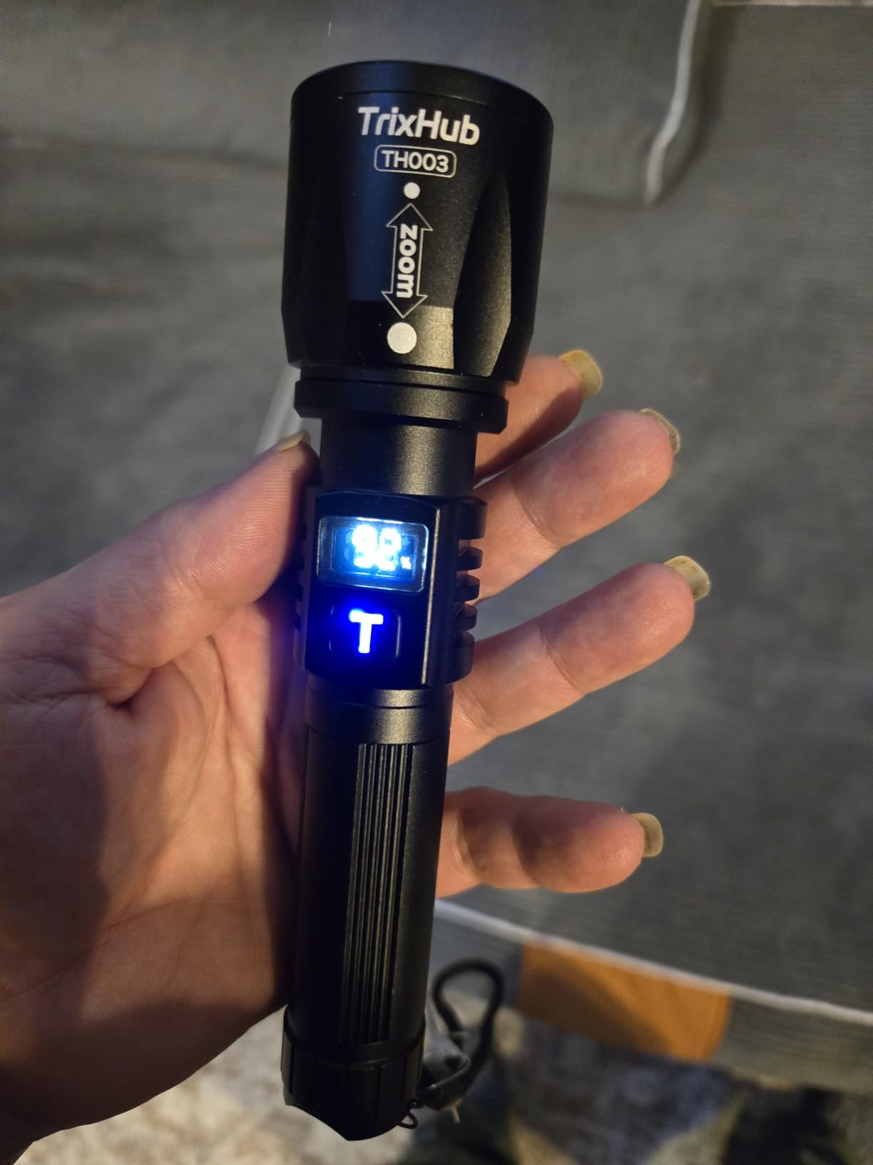 TrixHub Rechargeable Flashlights High Lumens 2Pack, 5Mode Flash Light with LCD Digital Display, Super Bright Adjustable Tactical Flashlight, High Powered LED Handheld Flashlight for Home customer photo 2