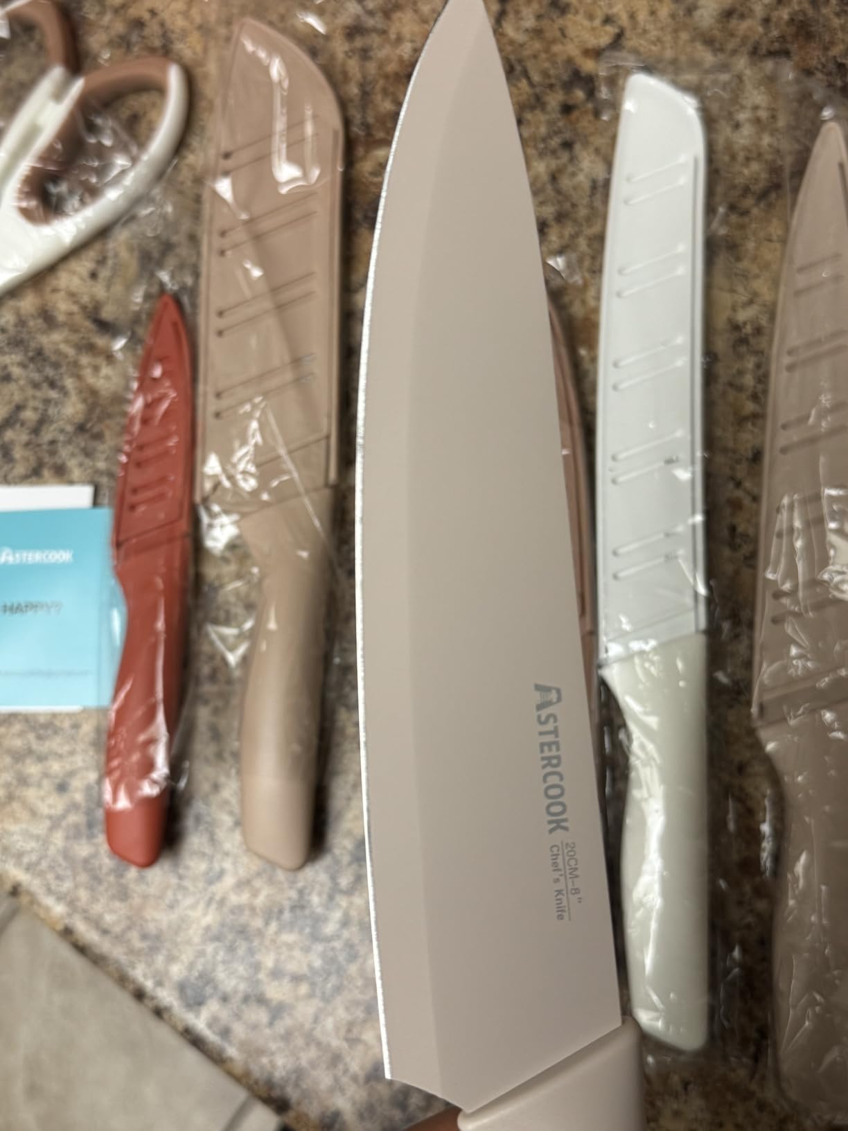 Astercook Knife Set, 13 Pieces Kitchen Knives Set with Healthy Anti-Rust Coating, Dishwasher Safe, Stainless Steel Chef Knife Sets with 6 Blade Guards, Perfect Holiday Gifts for Kitchen customer photo 2
