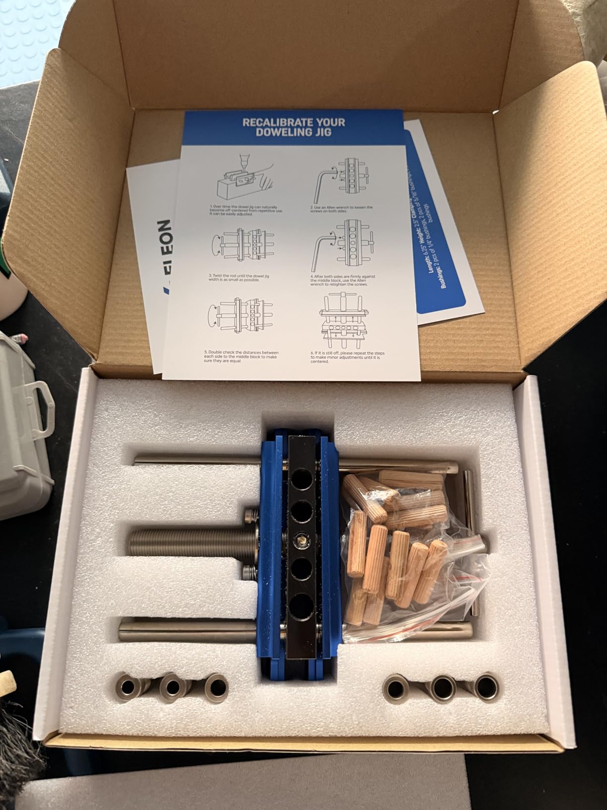 ELEON Self Centering Dowel Jig with Elongated Jaws & Extra Wide Clamp up to 6.7
