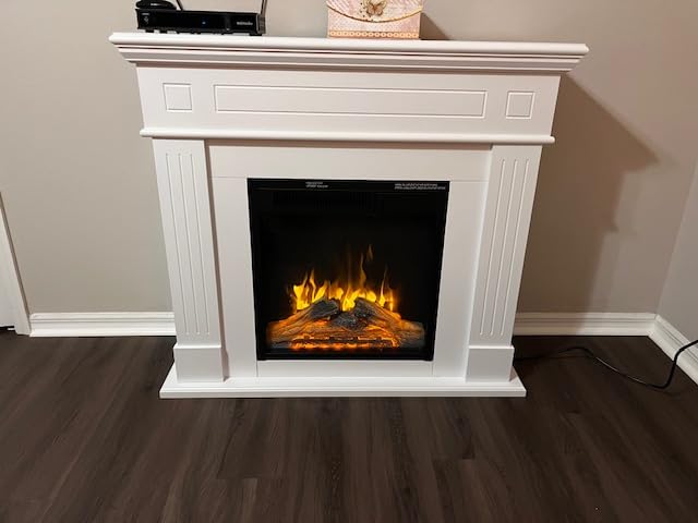 R.W.FLAME 43” Corner Electric Fireplace Mantel Wooden Surround Firebox, TV Stand with Freestanding Electric Fireplace, Remote Control, Adjustable Led Flame, 750W/1500W Black customer photo 1