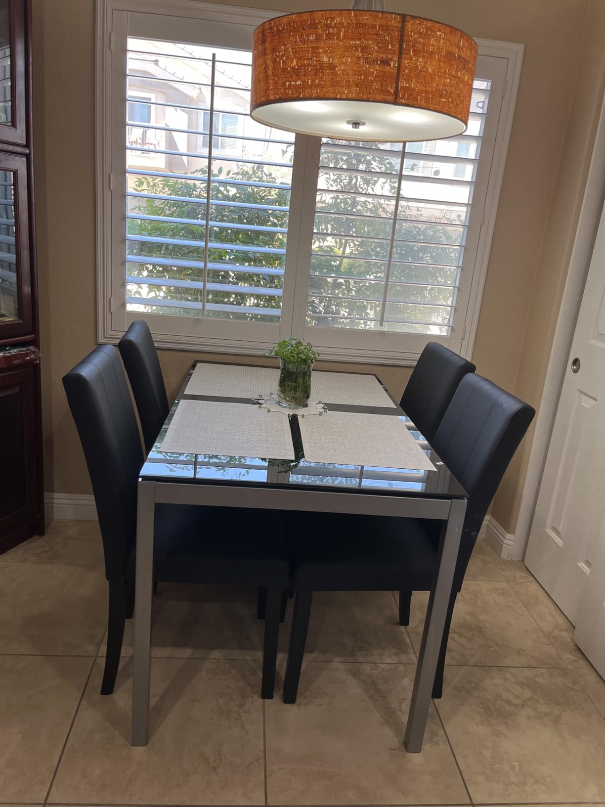 CHUN YI Dining Chairs Set of 4, Faux Leather Dining Room Chairs, Upholstered Modern Kitchen Parsons Chairs for Dining Room with Sturdy Wood Legs, Black (Only Chair) customer photo 2