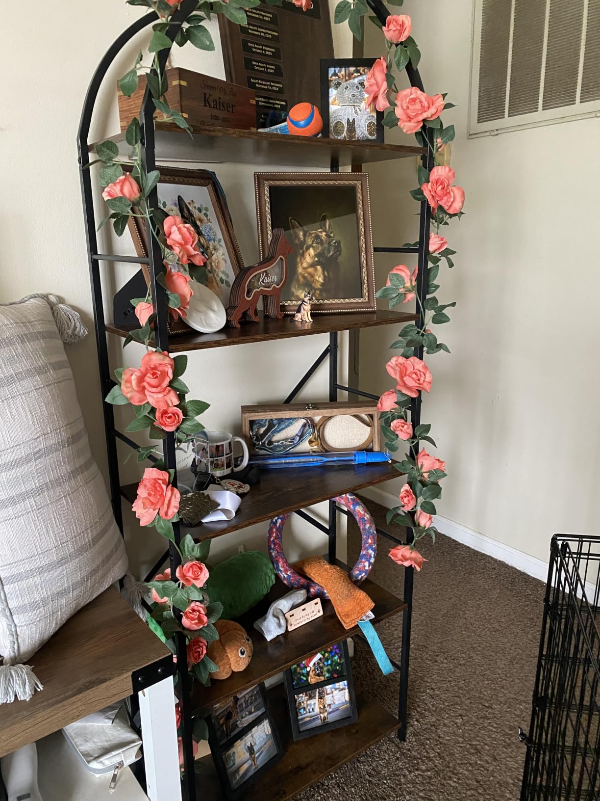 Shintenchi Arched 5 Tier Bookshelf, Brown Open Storage Bookcase customer photo 2