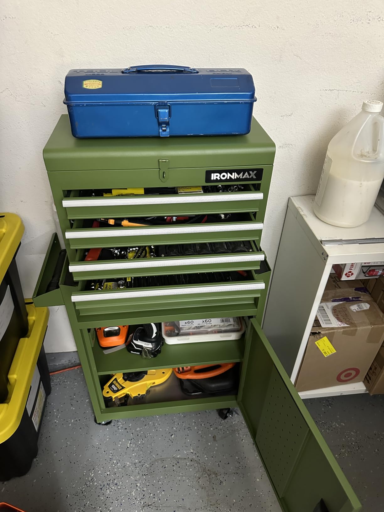 Goplus Tool Chest, 5-Drawer Rolling Cabinet with Detachable Top Toolbox, Lockable Wheels, Lock Bar, Protective Liner & Tool Rack, Metal Storage Cart for Garage Workshop customer photo 2