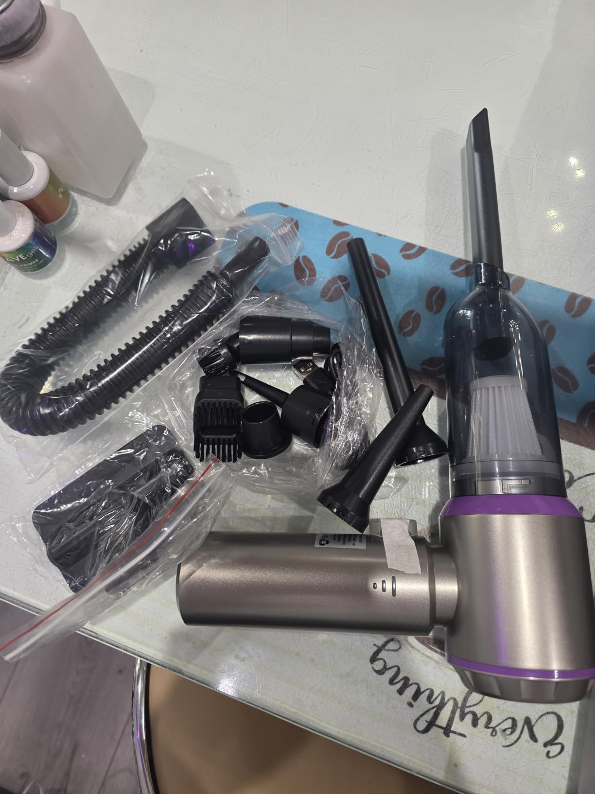 Vacuum/Air Duster Super Power Mini Car Vacuum Cleaner 4-in-1 air Blower Gun customer photo 2