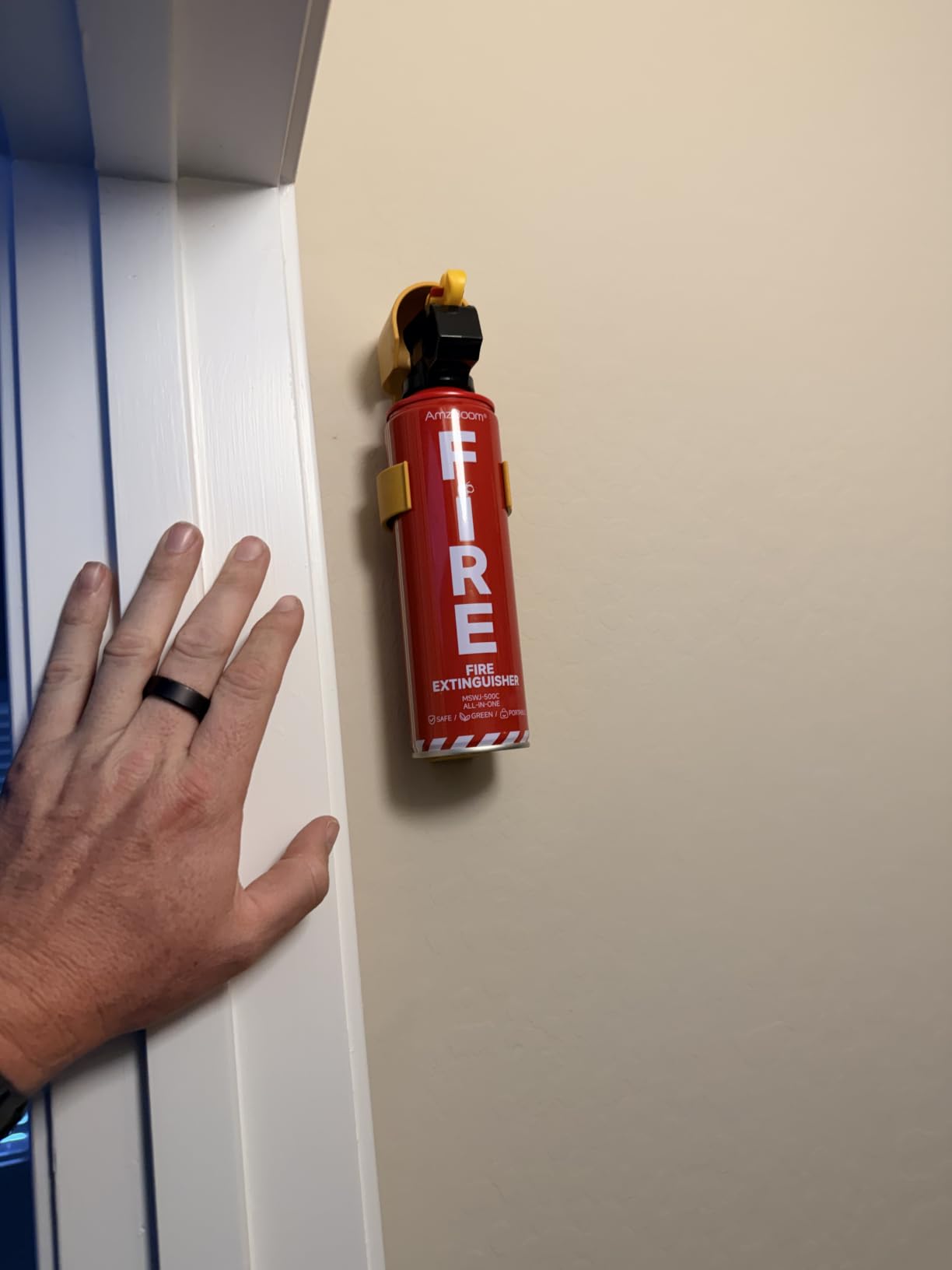 AmzBoom 2-Pack Fire Extinguisher for Home, Kitchen, Car, and Grill with Mounting Bracket– Extinguishing Spray, Compact A, B, C, K – Eco-Friendly, Prevents Reignition. customer photo 1