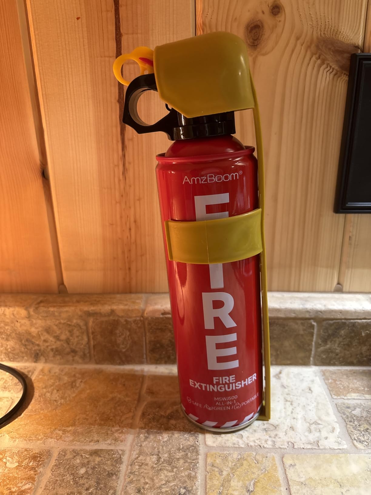 AmzBoom 2-Pack Fire Extinguisher for Home, Kitchen, Car, and Grill with Mounting Bracket– Extinguishing Spray, Compact A, B, C, K – Eco-Friendly, Prevents Reignition. customer photo 2
