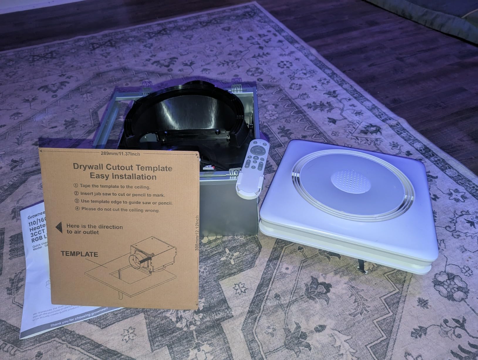 GROWNEER Bathroom Exhaust Fan with Bluetooth Speaker and Heater, Quiet Exhaust Ventilation Fan with Light & Remote 110/160 CFM 1.0 Sone, 9 RGB Modes, 1500lm 3-CCT & Nightlight customer photo 2