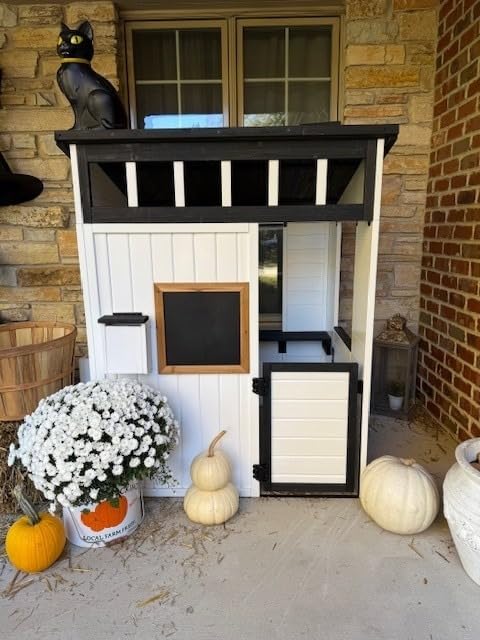 Backyard Discovery Caraway Cottage Cedar Wooden Kids Playhouse with Play Kitchen, Chalkboard, Mailbox, Half Door, Windows, Flower Box, Modern Farmhouse Design for Outdoor Imaginative Play customer photo 2