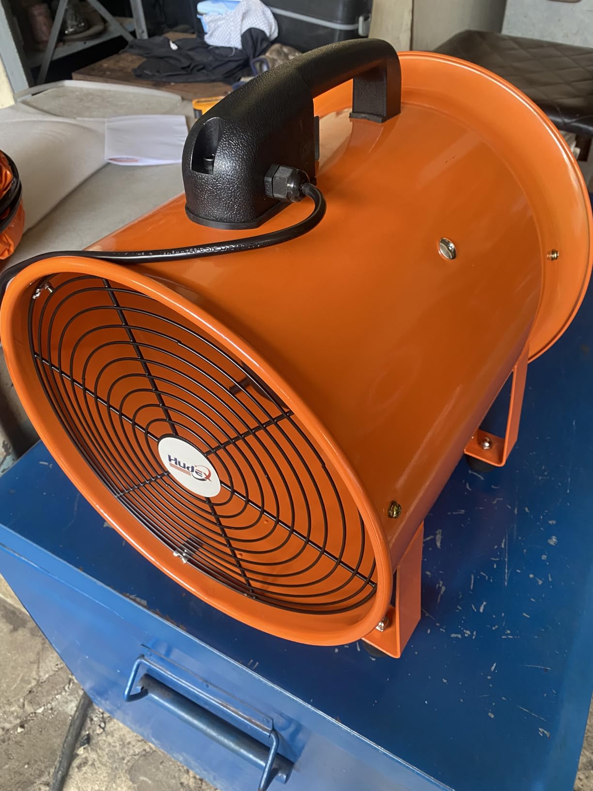 12-Inch High-Velocity Portable Utility Blower Fan, Industrial Exhaust Fan with 33ft Flexible Duct Hose, 3150 RPM Low-Noise Ventilator for Basements, Workshops, Warehouses, and Confined Spaces customer photo 1