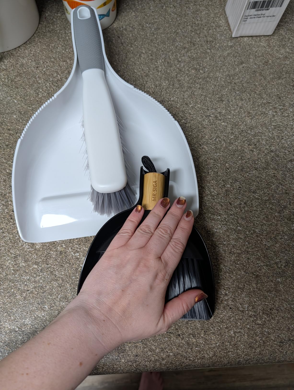 MR.SIGA Mini Dustpan and Brush Set, Bamboo Handle, Black, 1 Set customer photo 2