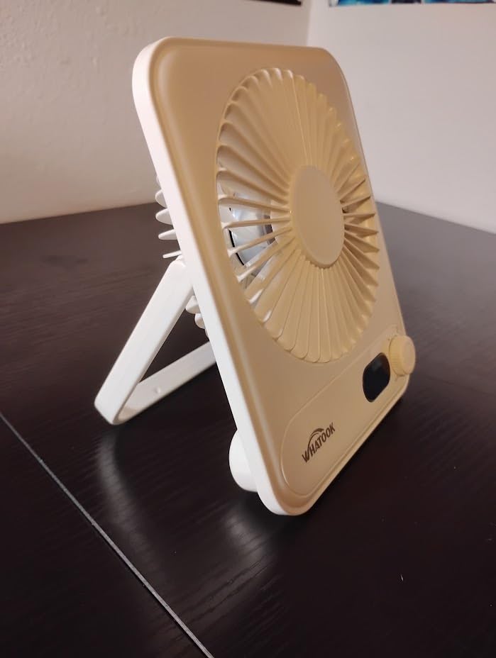 WHATOOK Small Desk Fan Personal Fans: 5000mah 25 Hours Battery Office Quiet Mini Desktop Fan Portable Rechargeable Travel Essentials (Purple, 2000 mAh) customer photo 2