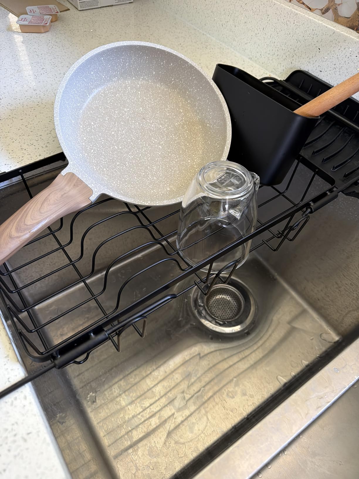 Sakugi Dish Drying Rack in Sink - Expandable Stainless Steel Dish Rack Over the Sink, Kitchen Sink Drain Strainer with Cutlery Holder & Cup Holders, 15.4 x 9.8 x 3.0 Inch, Black customer photo 1