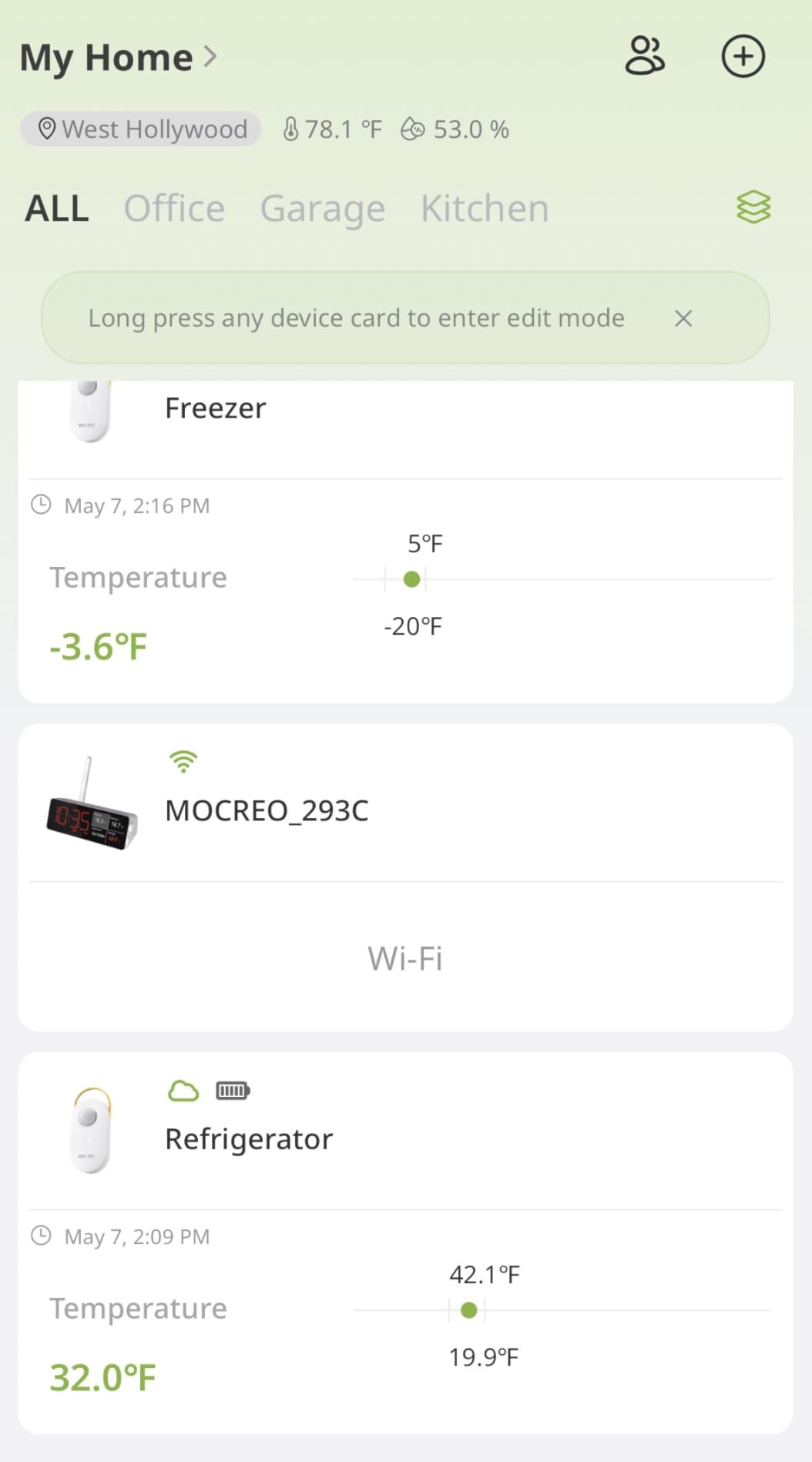 MOCREO WiFi Remote Thermometer Freezer Alarm, 1/3 Mile Long Range, IP66 Waterproof, App Email Alert, with Digital Monitor Hub, 2 Smart Wireless Temperature Sensors for Fridge, RV, Greenhouse customer photo 1