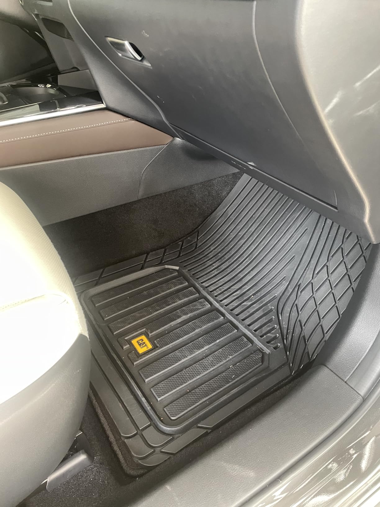 Cat® ToughLiner Heavy Duty Rubber Floor Mats & Cargo Trunk Liner for Car SUV Van Sedan, Beige - Trim to Fit, All Weather Deep Dish Automotive Floor Mat, Total Dirt Protection customer photo 1