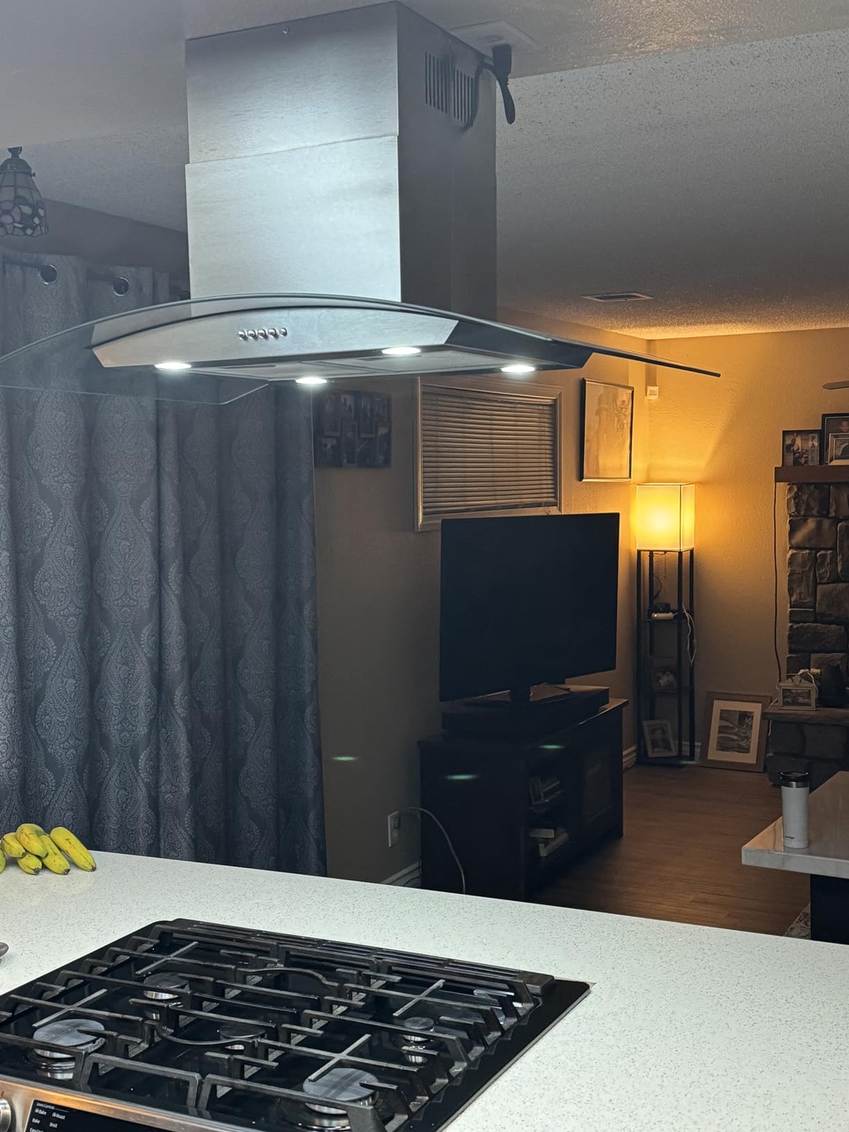 Tieasy Island Range Hood 30 Inch 700 CFM Ceiling Mount Kitchen Vent Hood Tempered Glass with Color Gesture Sensing & Touch Control, 3 Speed Fan, 4 LED Lights, Permanent Filters customer photo 2