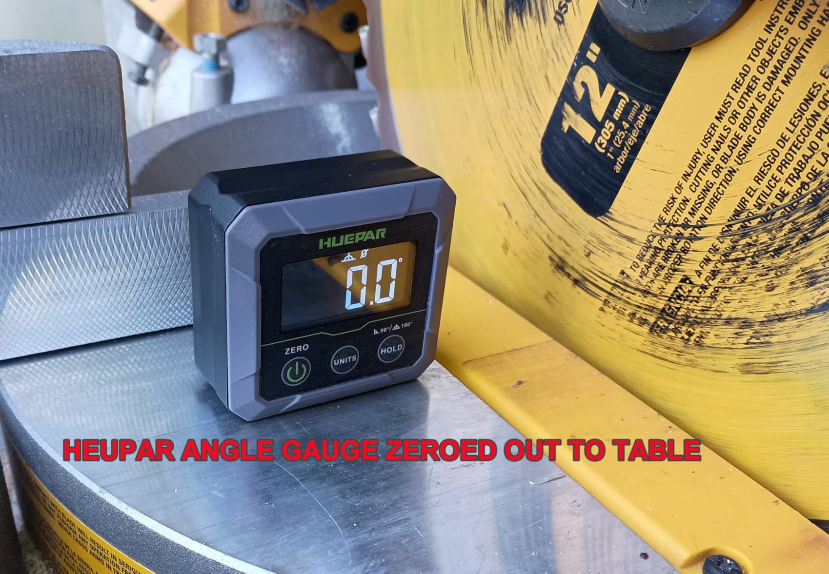 Huepar Professional Digital Angle Finder Magnetic for Table Saw Blade, Woodworking, Bend Pipes Etc., Fathers Day Dad Gifts, ±0.1° Accuracy Inclinometer, 0-90 or 0-180 Angle Gauge, VA LCD Display customer photo 2