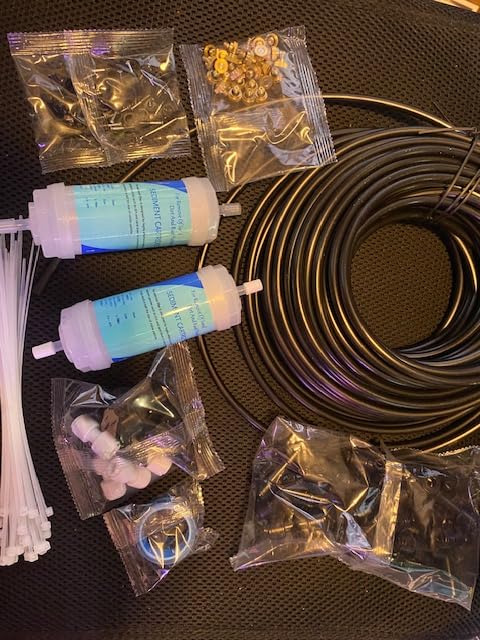 Maotong 100FT Mister for Outside Patio Misting Cooling System, 100FT (30M) Misting Line+32 Brass Mist Nozzles+Water Filter, Outdoor Mister System for Garden Greenhouse Trampoline Waterparke customer photo 1