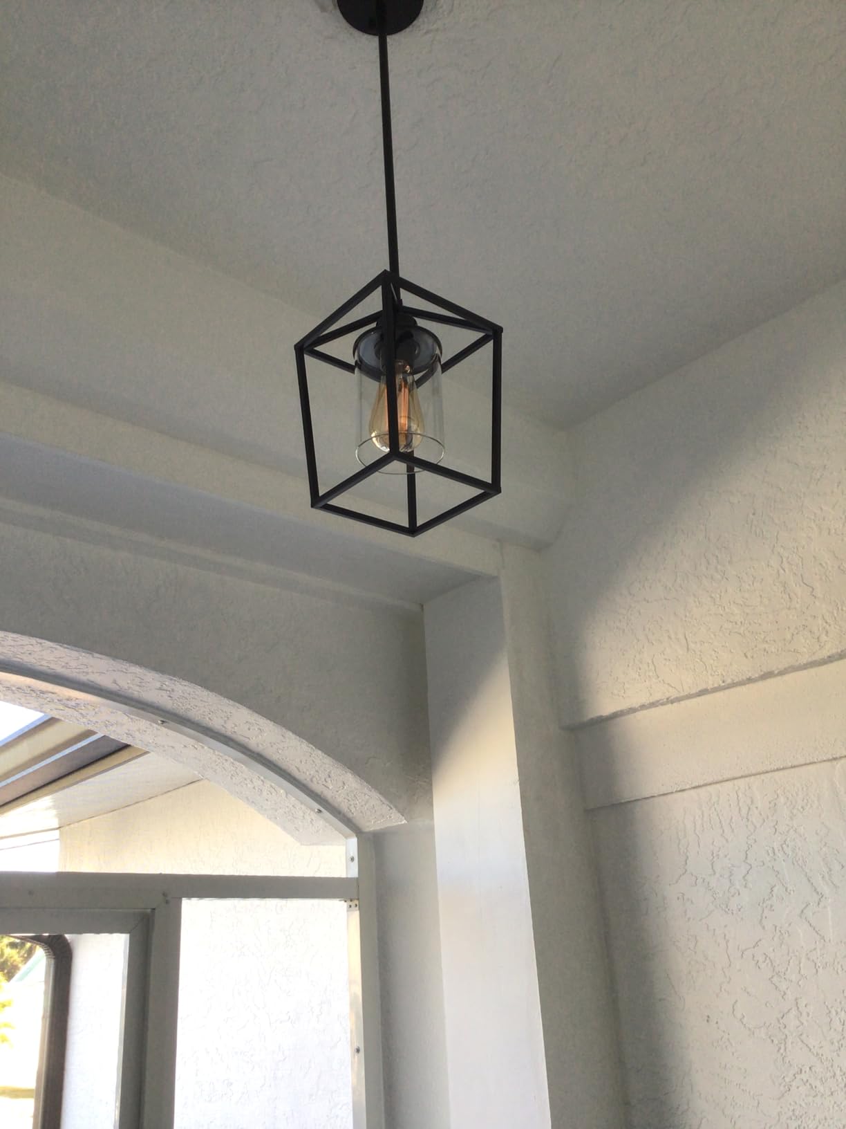 2 Pack 1-Light Black Pendant Lights for Kitchen Island, Farmhouse Metal Pendant Light Iron Cage Hanging Light Fixtures with Clear Glass Shade for Dining Room, Entryway, Hallway, Foyer customer photo 2