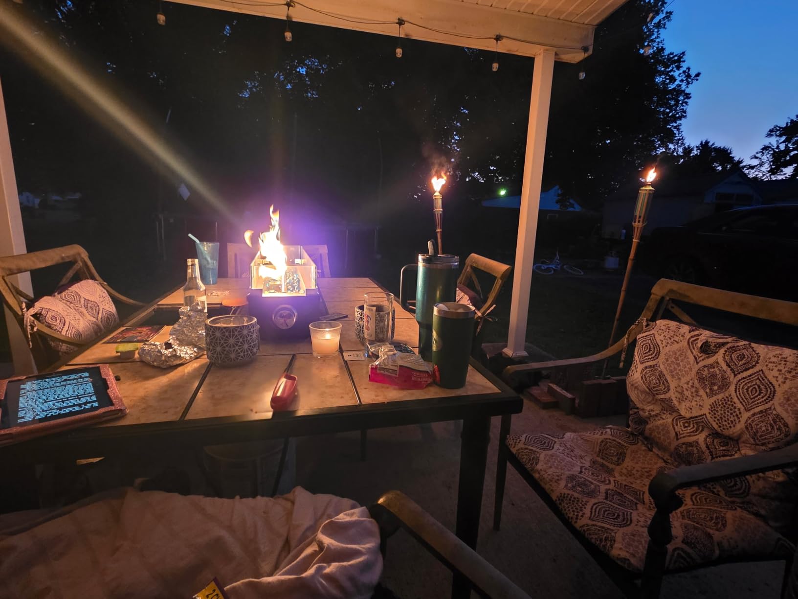 Ciays 28 Inch Table Top Propane Fire Pit, 50,000 BTU Tabletop Firepit with Glass Wind Guard & Glass Beads, Portable Outdoor Portable Fireplace for Patio and Camping customer photo 2