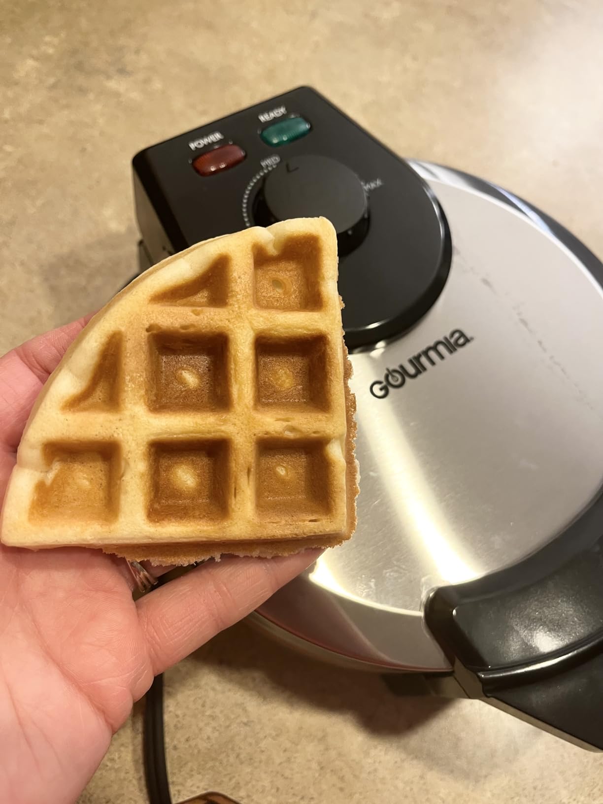 Gourmia Belgian Waffle Maker - Nonstick Ceramic Plates, Stainless Steel customer photo 1