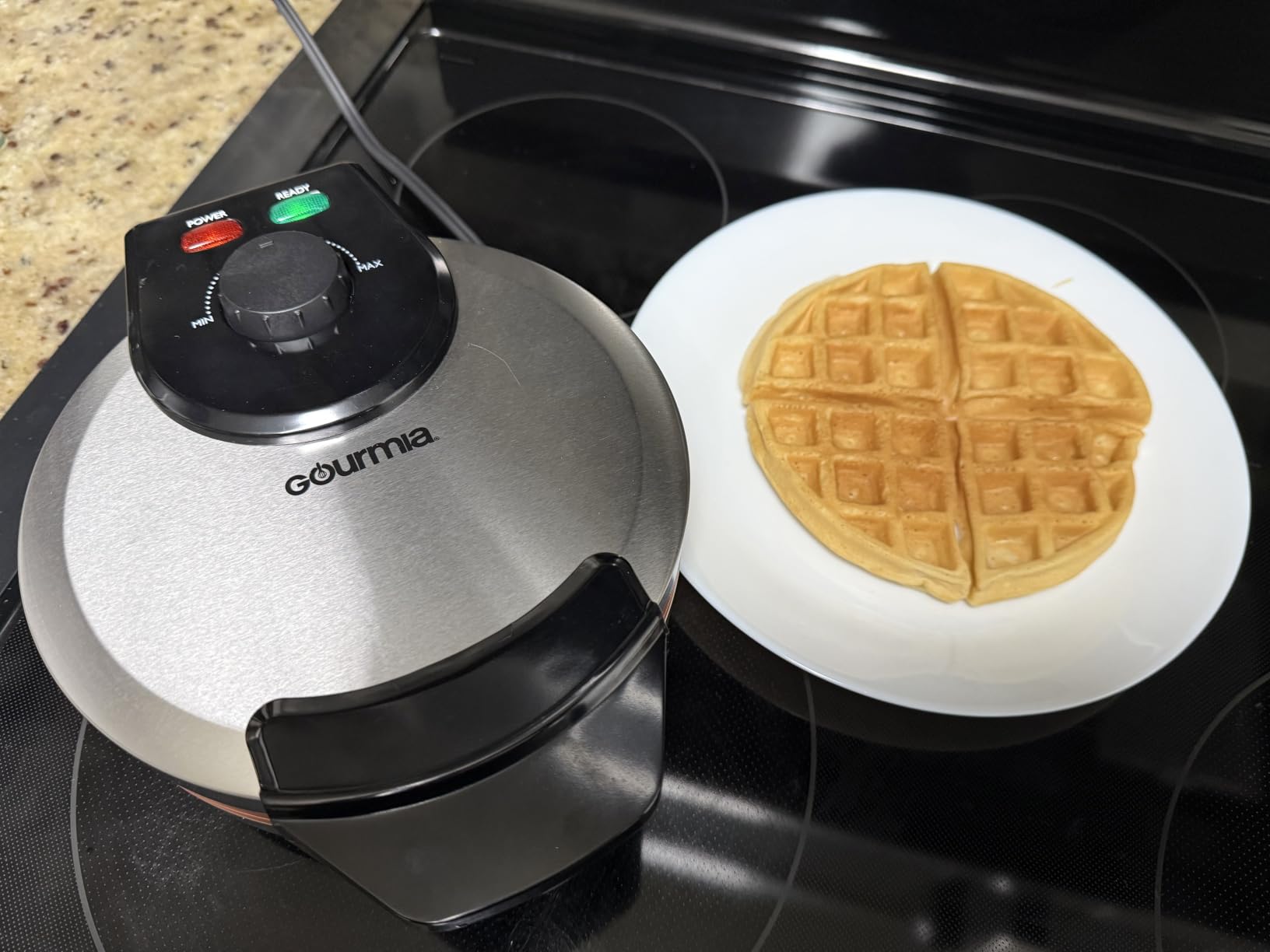 Gourmia Belgian Waffle Maker - Nonstick Ceramic Plates, Stainless Steel customer photo 2
