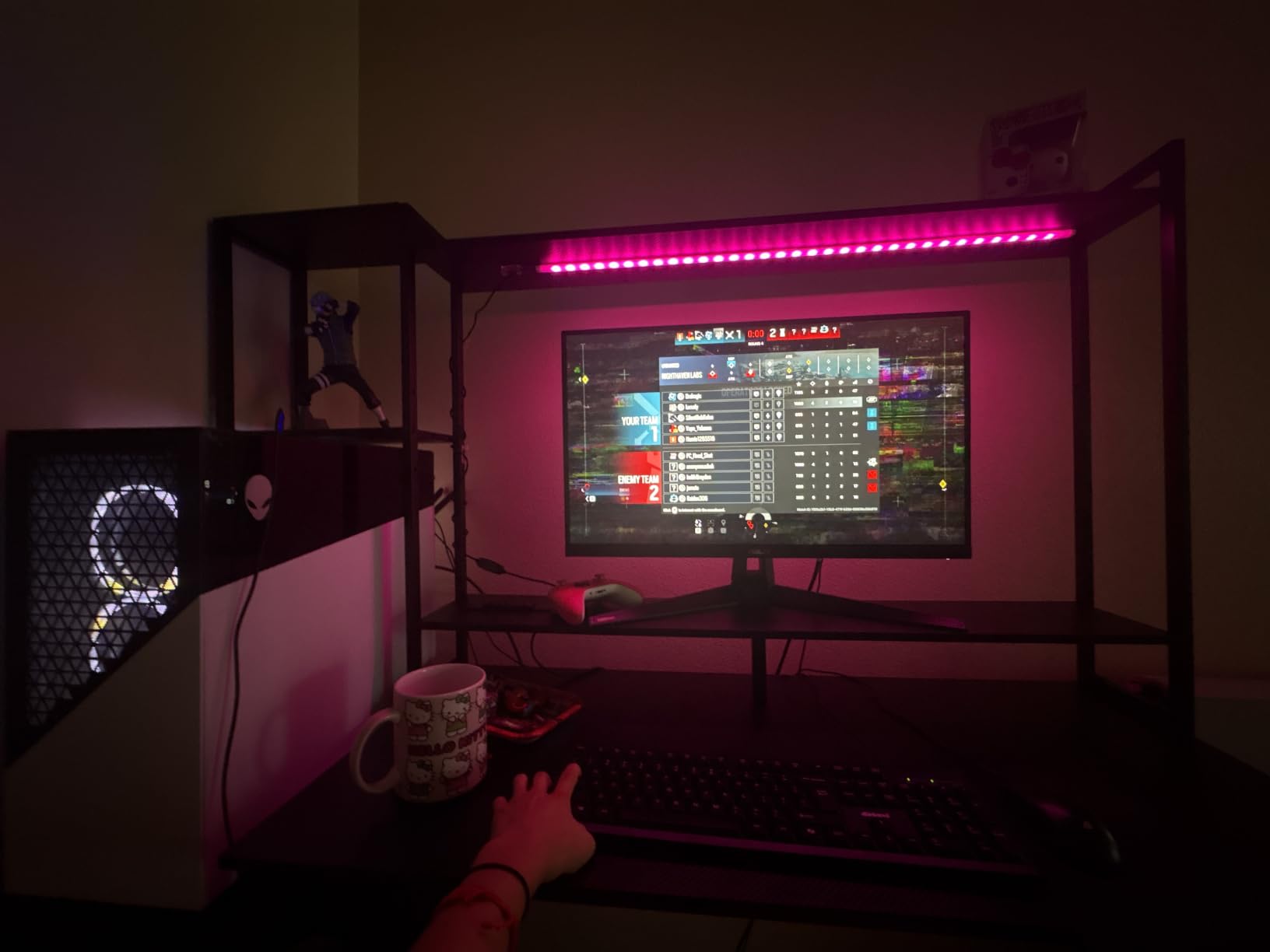 Casaottima 48 Inch Gaming Desk with Shelves & 3 Drawers & LED Light & Hutch customer photo 1