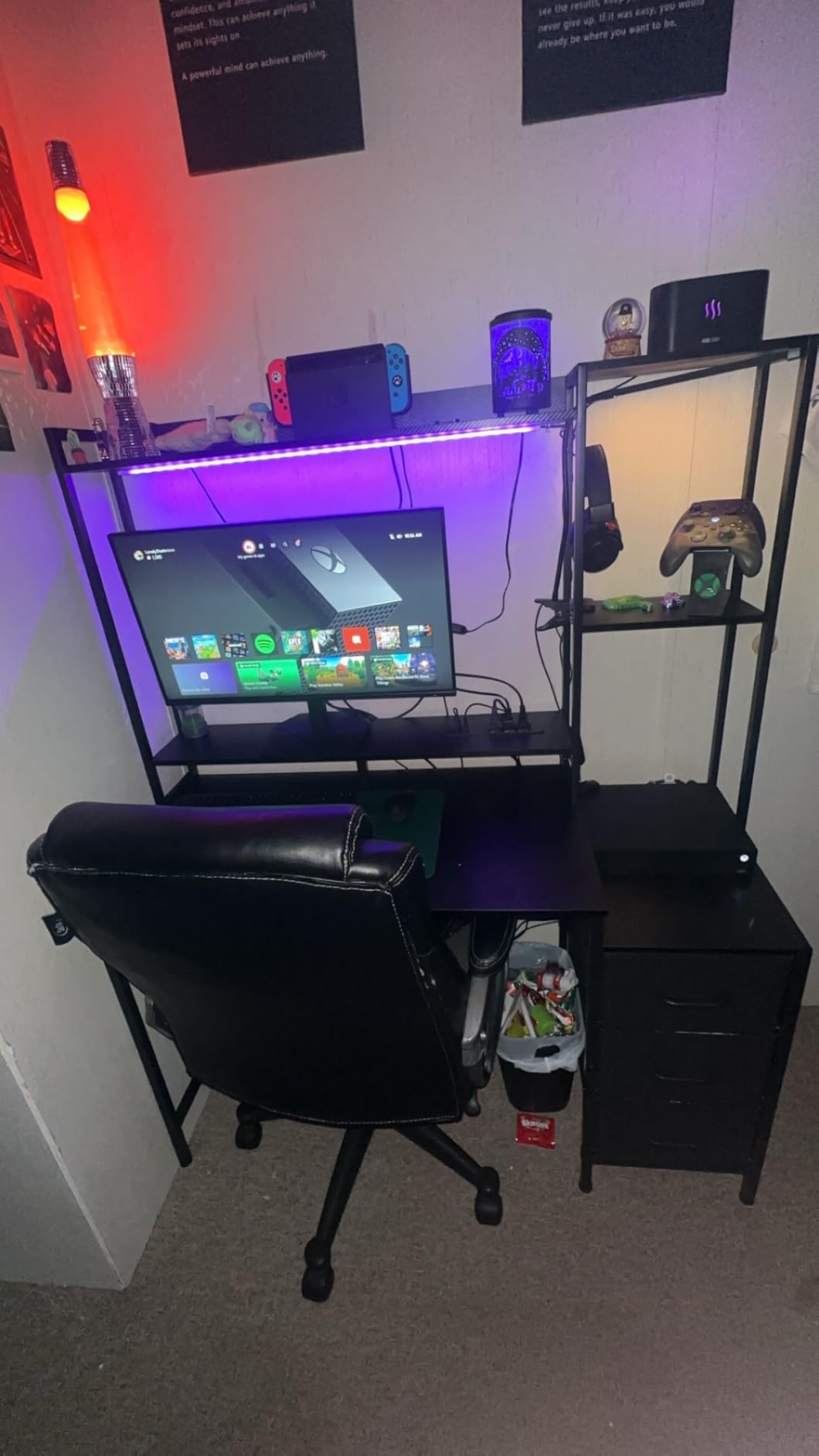 Casaottima 48 Inch Gaming Desk with Shelves & 3 Drawers & LED Light & Hutch customer photo 2