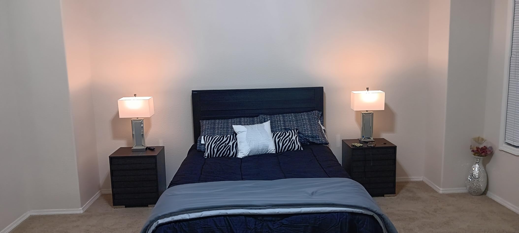 LUXOAK 3 Piece Slatted Bedroom Set Queen Bed Frame & 2 Nightstands, Grey customer photo 1