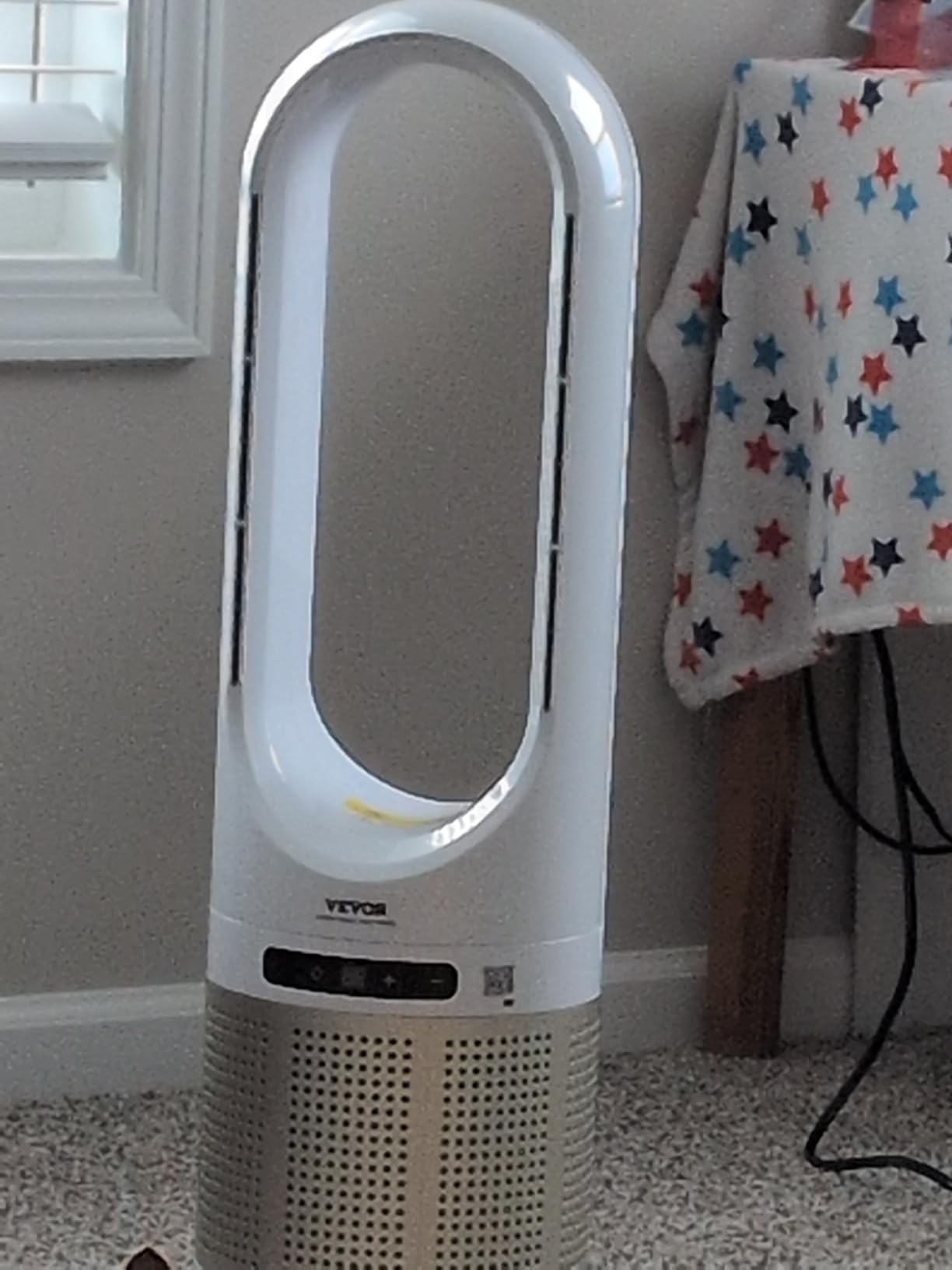 VEVOR Tower Fan Bladeless, 16.4ft/s Velocity Floor Fan for Cooling Effect, 80° Oscillating 8-Speed Fans, 8H Timer, Standing Fans with H13 HEPA Filtration, Remote Control & Air Purification Mode customer photo 1