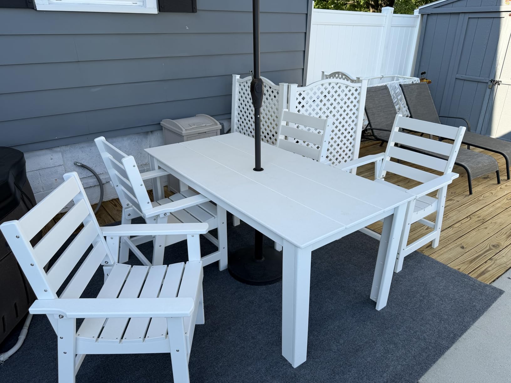 GREENVINES 7-piece Outdoor Dining Set, HDPE Table & 6 Chairs, Black customer photo 1