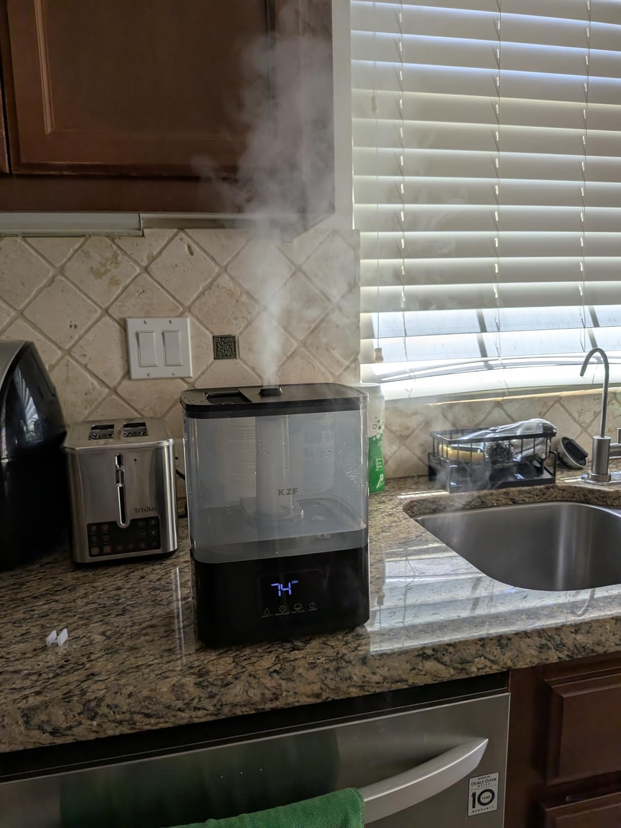 KZF 4L Top Fill Humidifiers for Bedroom & 40H Runtime - Cool Mist Humidifier, 3 Mist Levels, 8H Timer, Essential Oil Tray, Humidity Display, Quiet for Baby, Plants, Large Room (Black, 4, Liters) customer photo 1