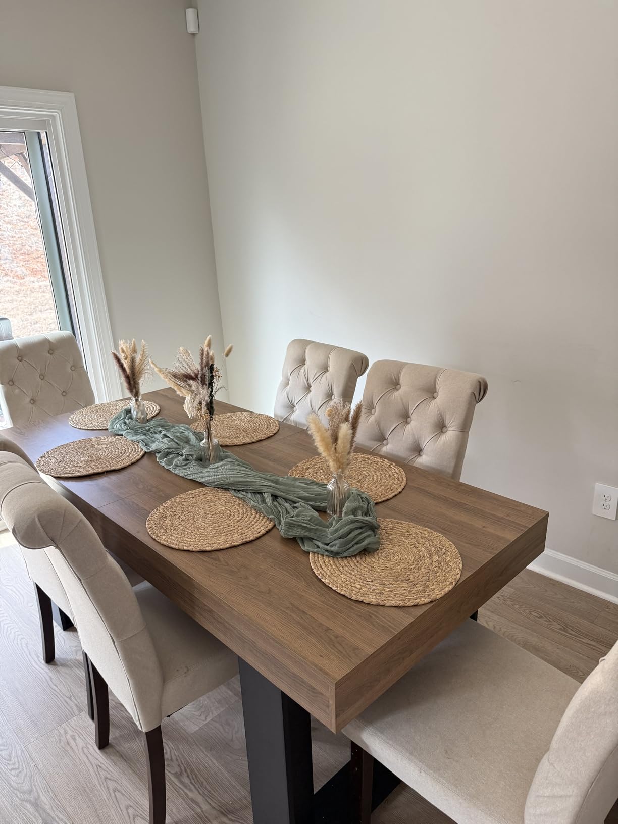 71-87 Inch Extendable Dining Room Table, Rustic Wooden Kitchen Table 6-10 customer photo 2