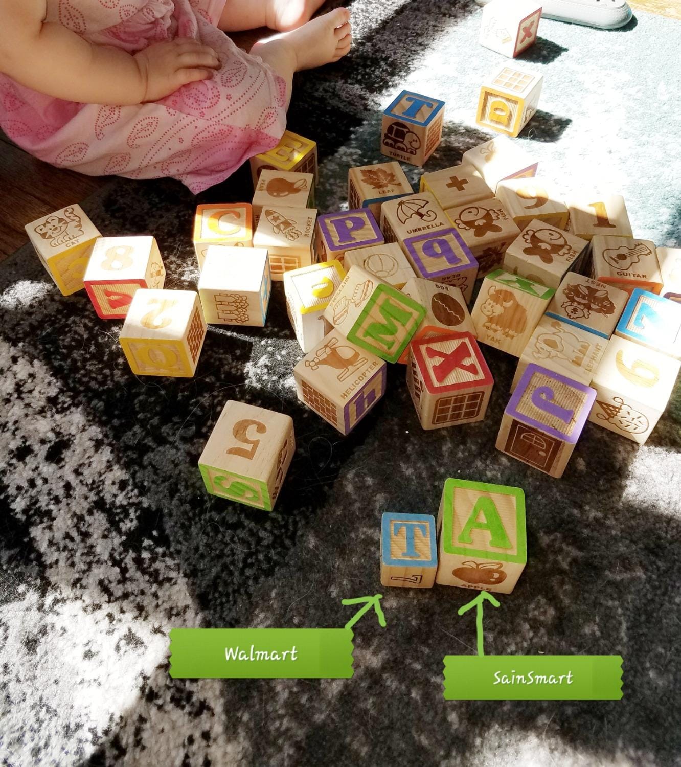 SainSmart Jr. Wooden Alphabet Blocks 1.73 Inch, 30Pcs Building Blocks Including Letters, Numbers and Animals, Montessori Wooden Blocks for Preschool Toddlers customer photo 2