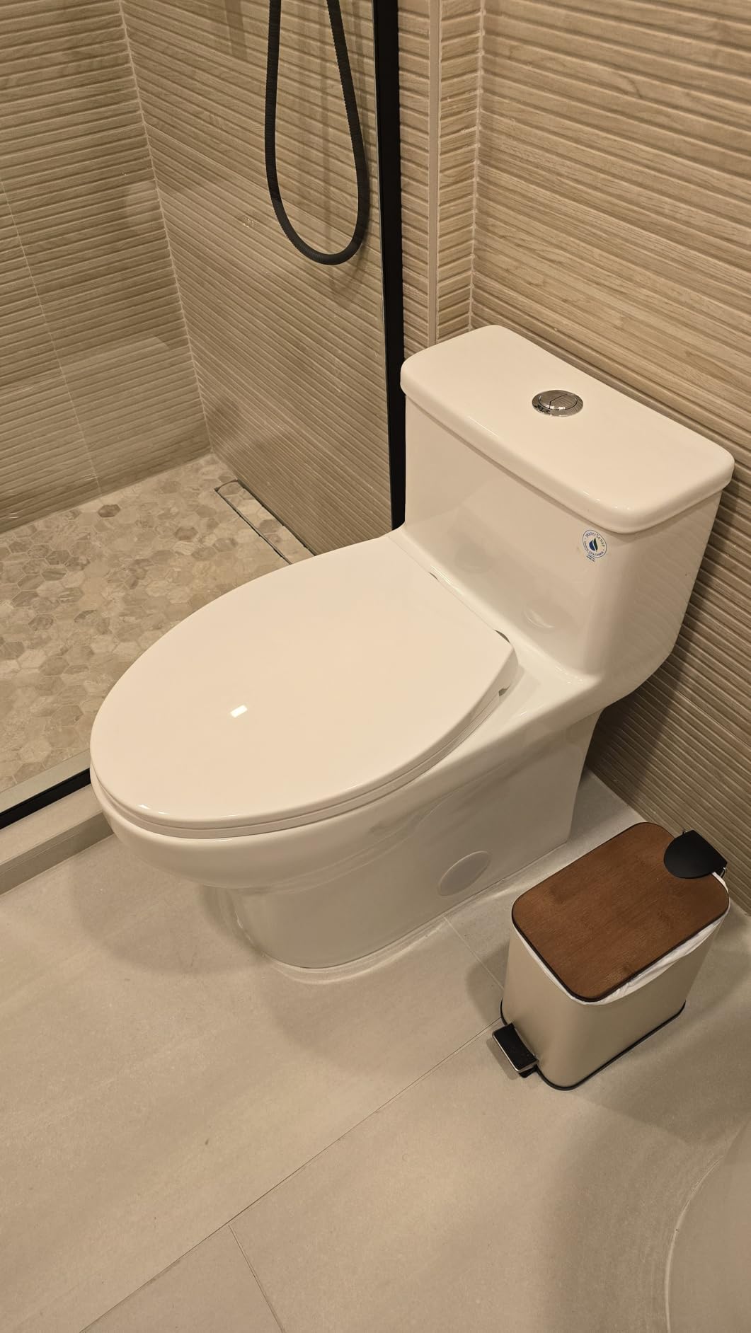 Elongated One Piece Toilet with Comfort Chair Seat ADA Height 17.33