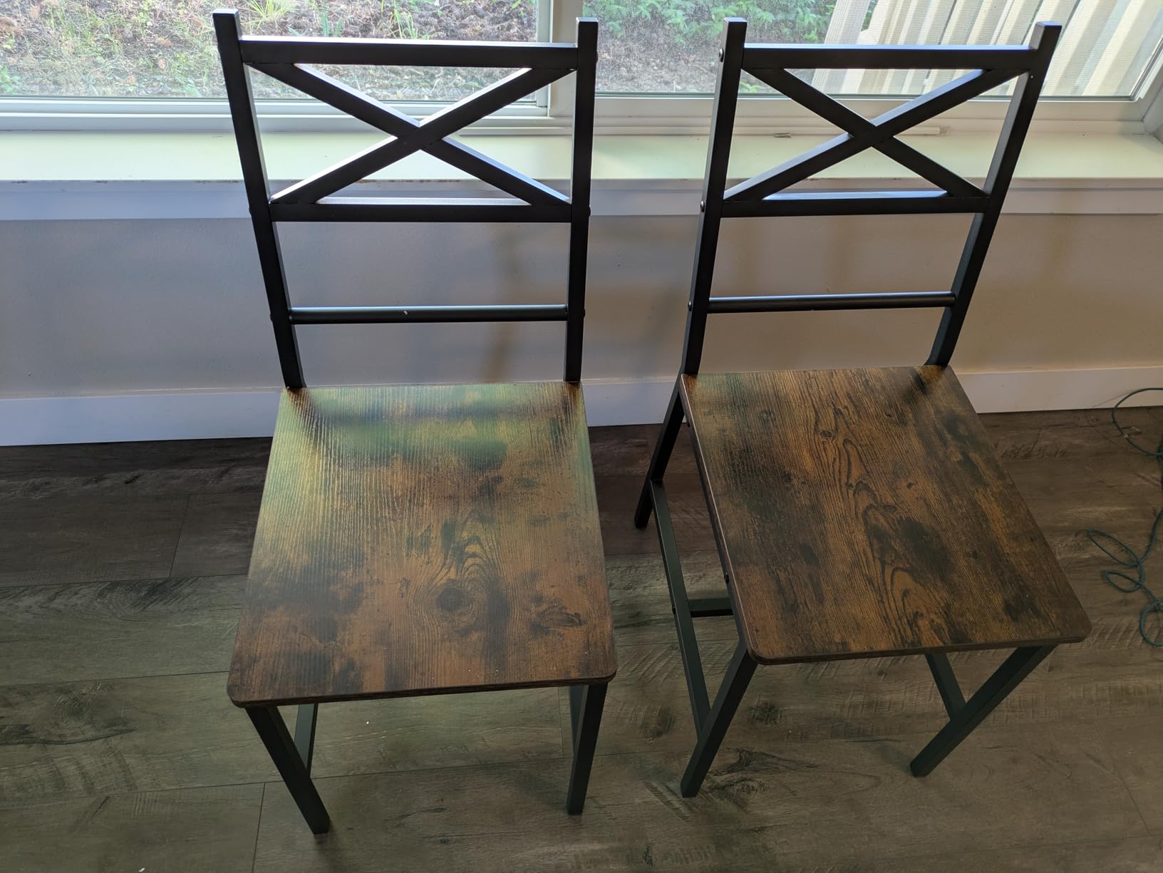 MAHANCRIS Dining Chair Set of 4, Rustic Wooden Kitchen Chairs with Backrest, Farmhouse Dining Chairs for Kitchen, Industrial Style Chair with Metal Frame, Easy Assembly, Rustic Brown TBHR1001S4 customer photo 2