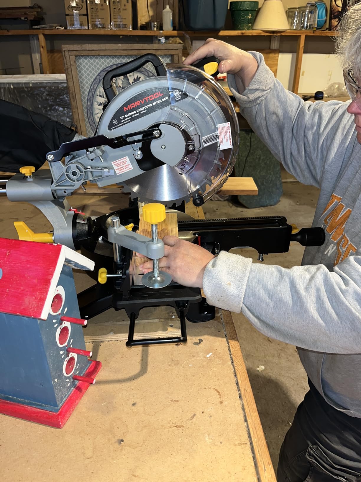 12-Inch Dual-Bevel Sliding Compound Miter Saw, 3800RPM, 15 Amp, Dual Bevel 0-45° with Extension Table, 36T Blade, Power Saw for Metal, Plastic, Wood, Laminates customer photo 2