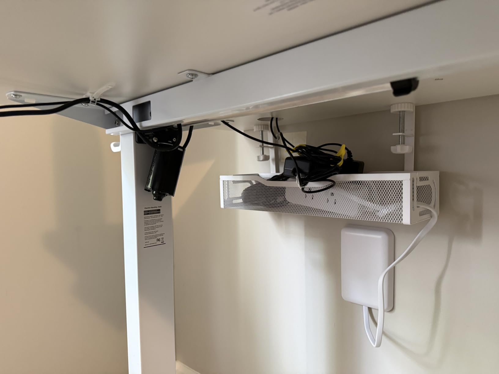Under Desk Cable Management Tray, No Drill Mesh Cable Tray Cord Organizer customer photo 2